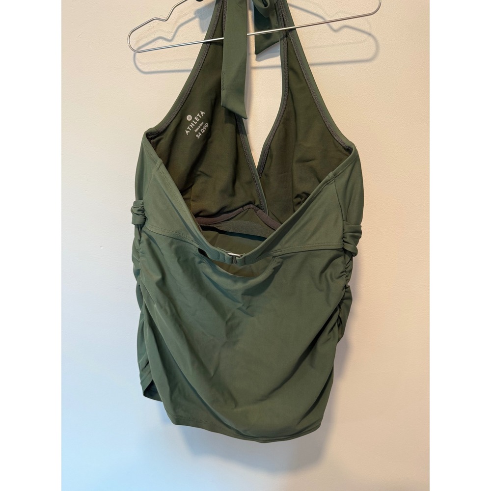 Athleta Womens Olive Green Underwire Halter Tankini Swim Top 34 D/DD Twist Front - Picture 3 of 3